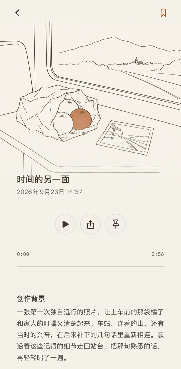 Detail page of the editorial example 时间的另一面, in the original Chinese interface
